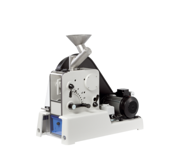 Compact FRITSCH Jaw Crusher PULVERISETTE 1 classic line for fast and effective pre-crushing of hard and very hard brittle materials - batchwise or continuous and even ferrous alloys 